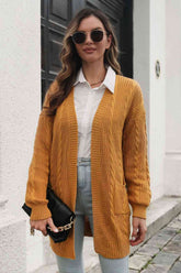 Open Front Longline Cardigan with Pockets