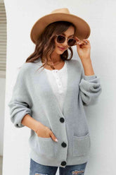 Waffle-Knit Dropped Shoulder Cardigan