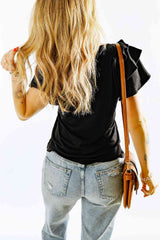Layered Flutter Sleeve Round Neck Top