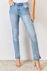 Slim Fit Kancan Mid Rise Y2K Slit Bootcut Jeans