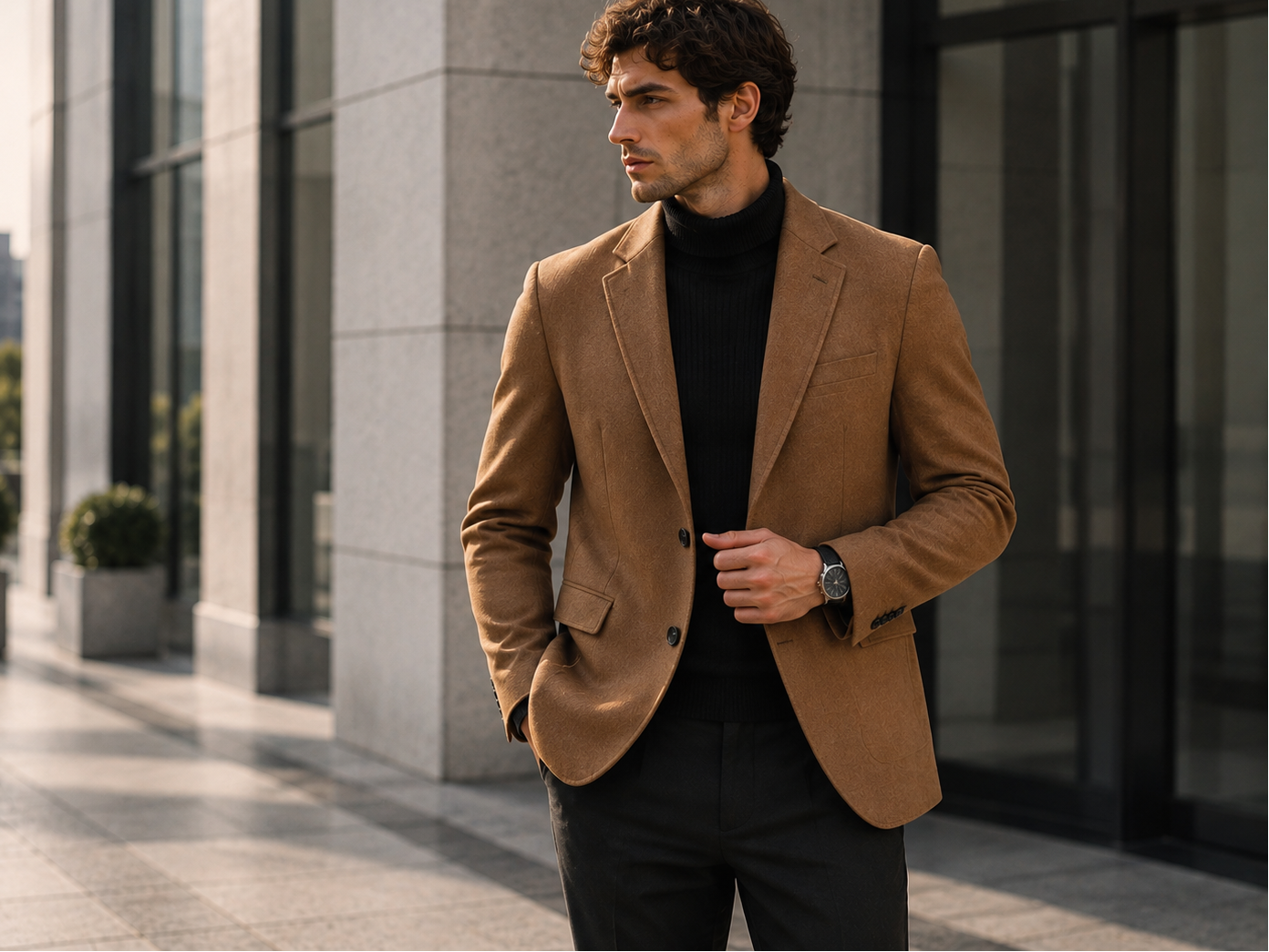 Men's Plus Size Lapel Collar Long Sleeve Blazer