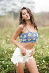 Floral Crochet Cropped Cami