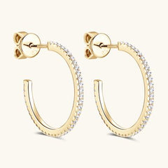 Inlaid Moissanite 925 Sterling Silver C-Hoop Earrings